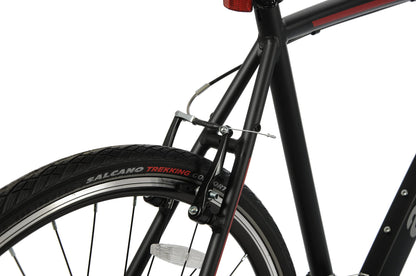 Ammaco Pathway X2 700c Road Hybrid Trekking Mens Sports Commuter Urban Bike 21" Frame Lightweight Alloy Black Red 24 Speed
