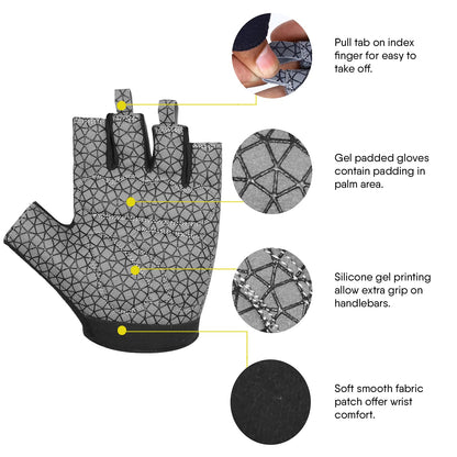 - Gel Cycling Gloves | Fingerless Padded Mountain Bike Bicycle Gloves | Anti-slip -