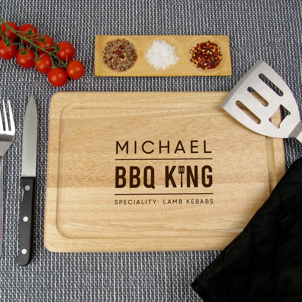 - eBuyGB BBQ King Rectangle Chopping Board | Personalised Cutting Board | Meat Serving Board -