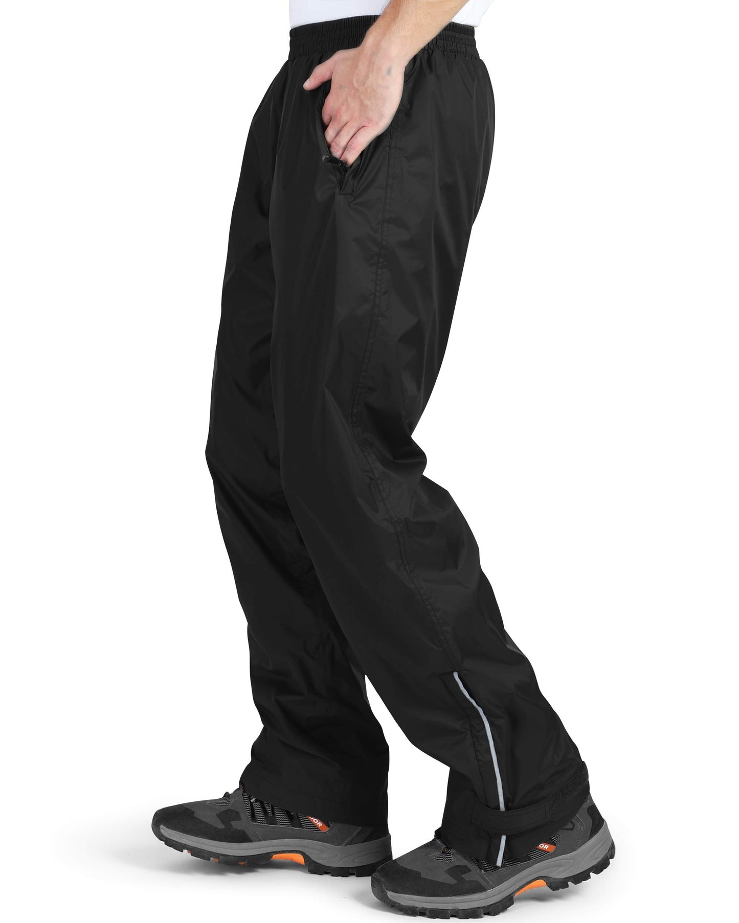 33,000ft Men's Waterproof Trousers Lightweight Breathable Rain Overtrousers, Outdoor Windproof Rain Over Pants for Golf Hiking Fishing Cycling Black M/32 Inseam