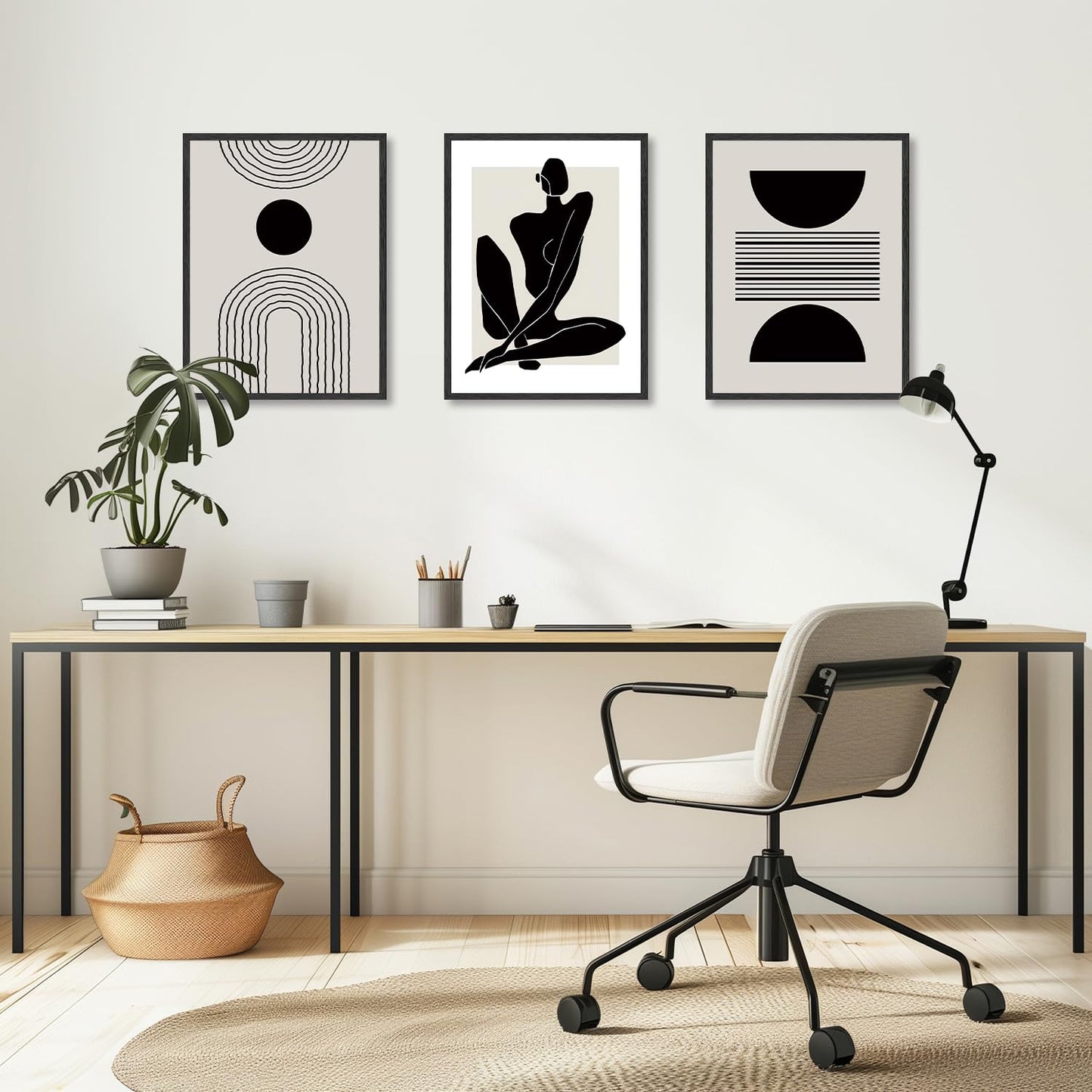Dazzlewall Boho Abstract Wall Decor Poster Black and White Geometric Wall Poster for Bedroom Living Room Decor 12x16 in Unframed Set of 3