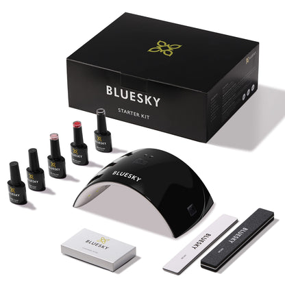 Bluesky Gel Nail Polish Starter Kit, Gel Nail Kit with 24W UV LED Lamp Nail Dryer, 3 x 10ml Gel Nail Polishes, Cleanser Wipes, Top and Base Coat, Nail File and Buffer [AMAZON EXCLUSIVE]