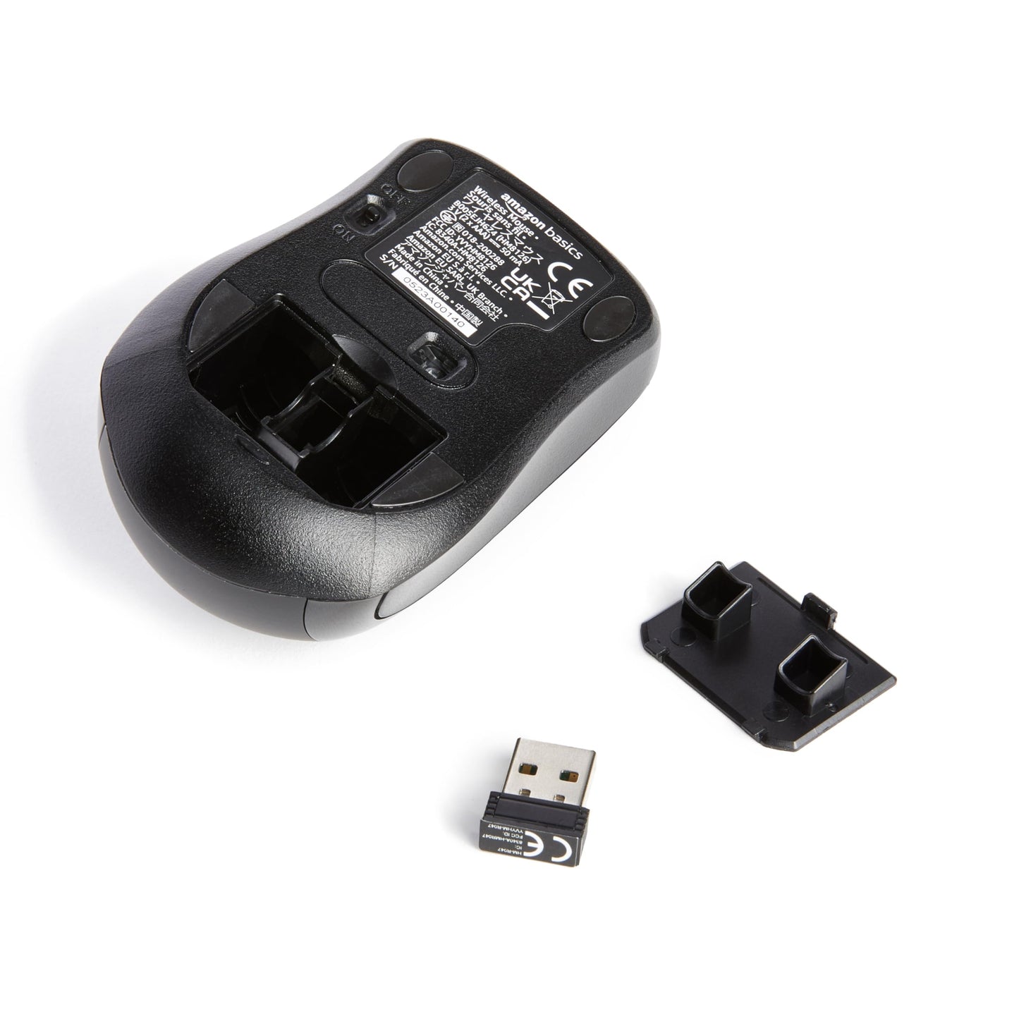 Amazon Basics Wireless Mouse for Laptop, 2.4GHz with USB Nano Receiver – Black