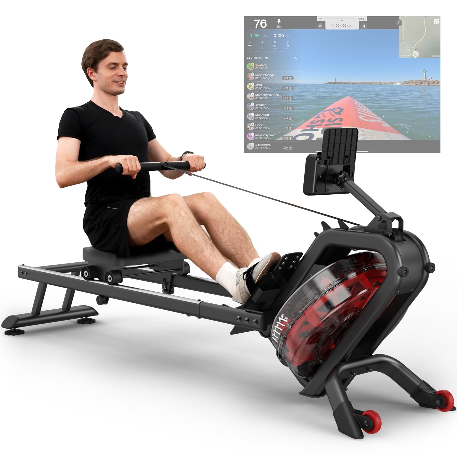 - PASYOU Water Rowing Machines | 50°Incline Enhanced Resistance Rower ...