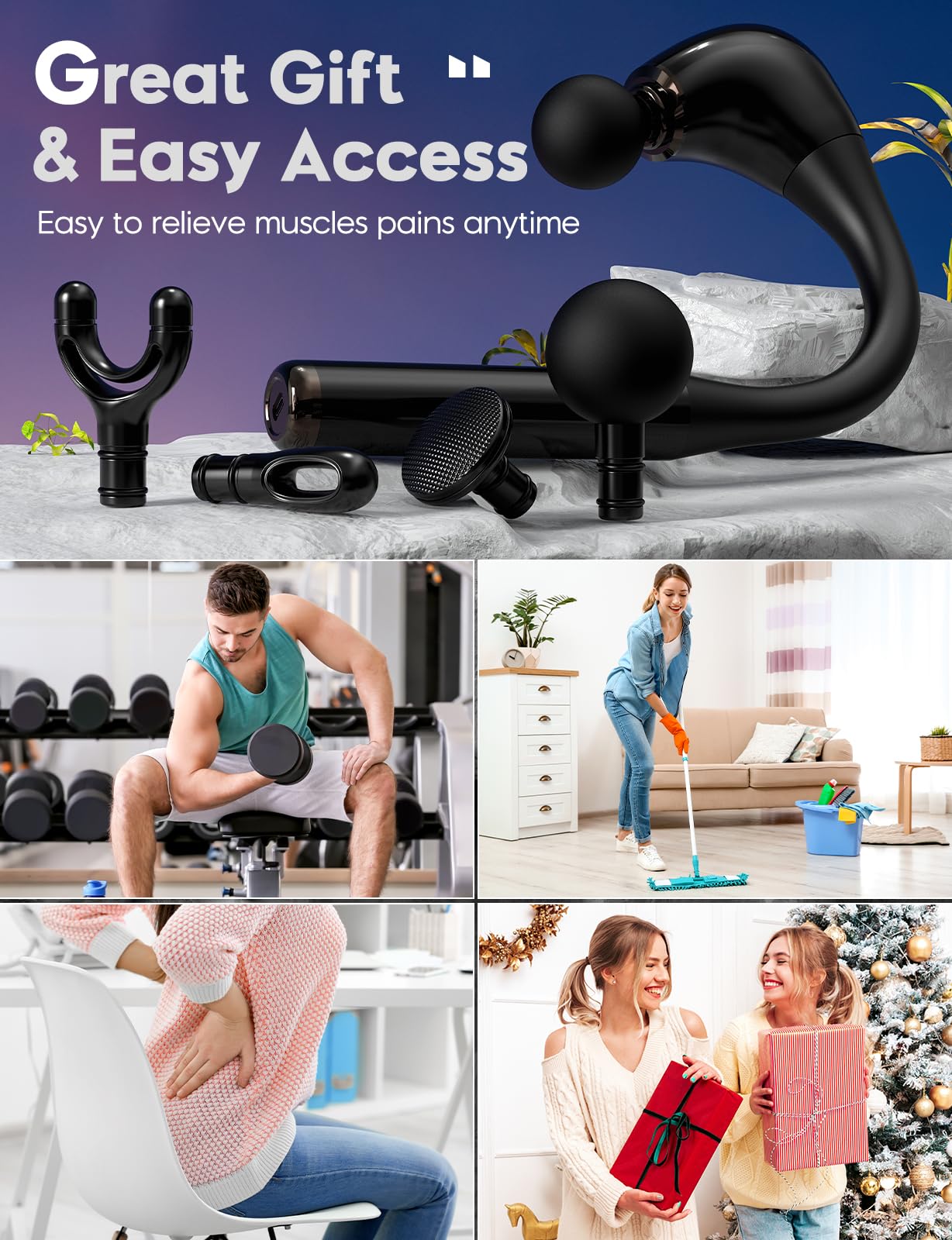 - Massage Gun with Upgraded U-Shaped Extension Handle | 16MM Massage Gun -