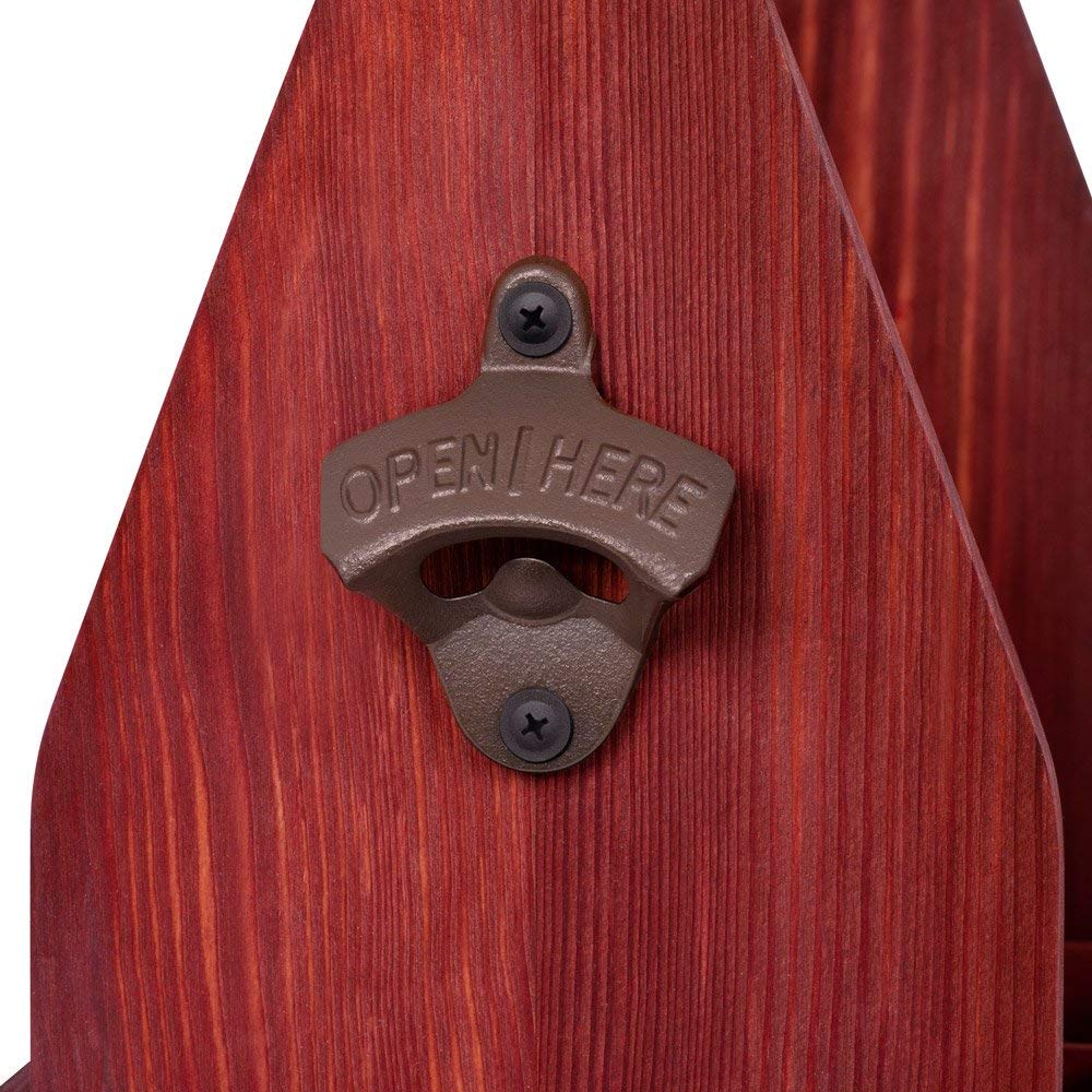 - Maverton Wooden Beer Crate with Handle | Engraved 6-Pack Bottle Carrier -