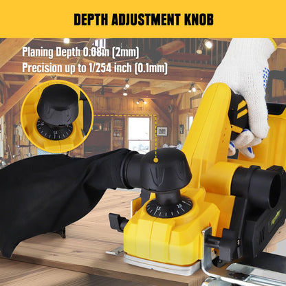- Mellif Cordless Planer for Dewalt 18V Battery | 16000Rpm Brushless Electric Planer | Bare Tool -