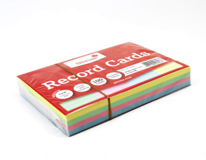 - Silvine A6 Multi-Coloured Record Cards | Lined with Headline | 100 Cards Per Pack -