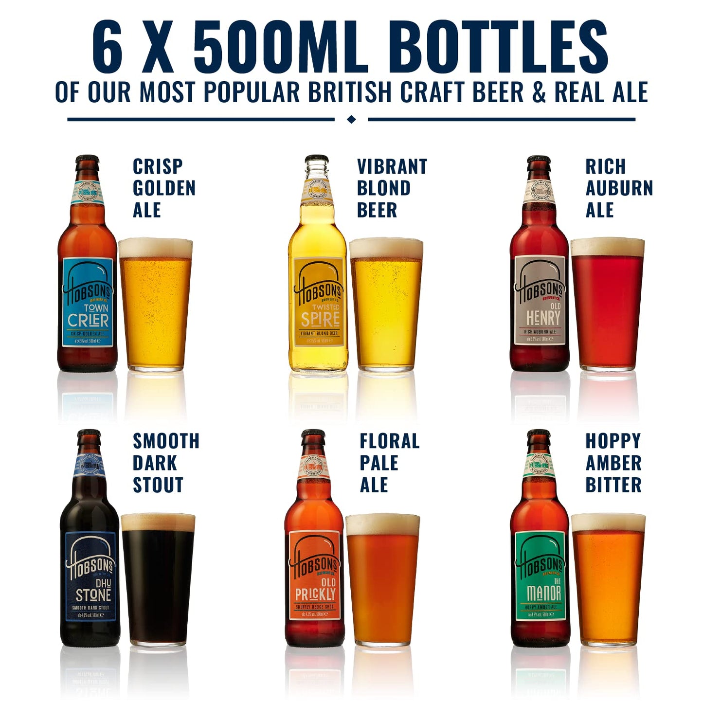 - Hobsons Premium Craft Beers Gift Set | Mixed Real Ale Taster Selection 6 x 500ml Bottle Pack -