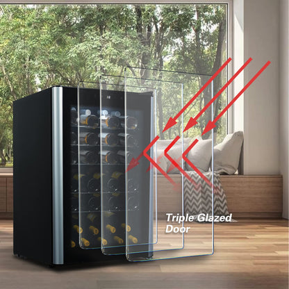 - HCK 115L Wine Cooler with Glass Door 48 Bottles | Freestanding Undercounter Fridge | Quiet Wine Fridges Beer Drinks Cabinet | 4-22°C Temperature Control with Digital Touch Screen -
