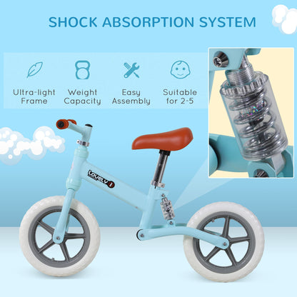 - HOMCOM 12" Kids Balance Bike | No Pedal Bicycle | 2-5 Years Gift for Boys Girls -