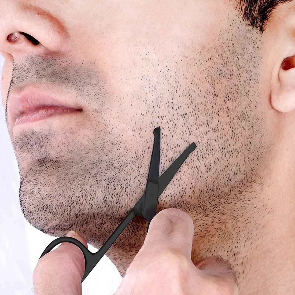 - Stainless Steel Nose Hair Scissors for Trimming Facial Hair | Ear Hair | Eyebrow | Black -