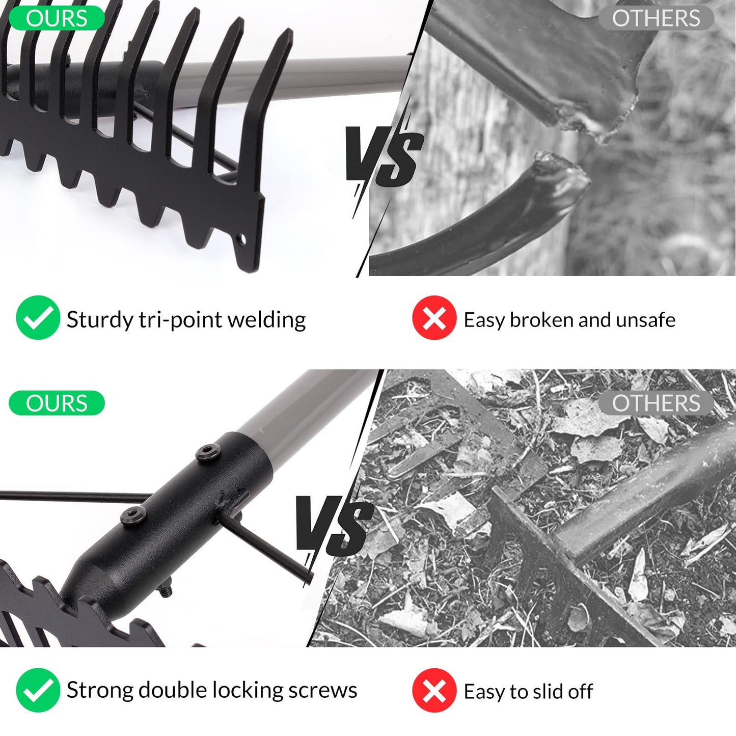 - Walensee 5.4FT Bow Rake Heavy Duty Garden Rake with Stainless Steel Handle
