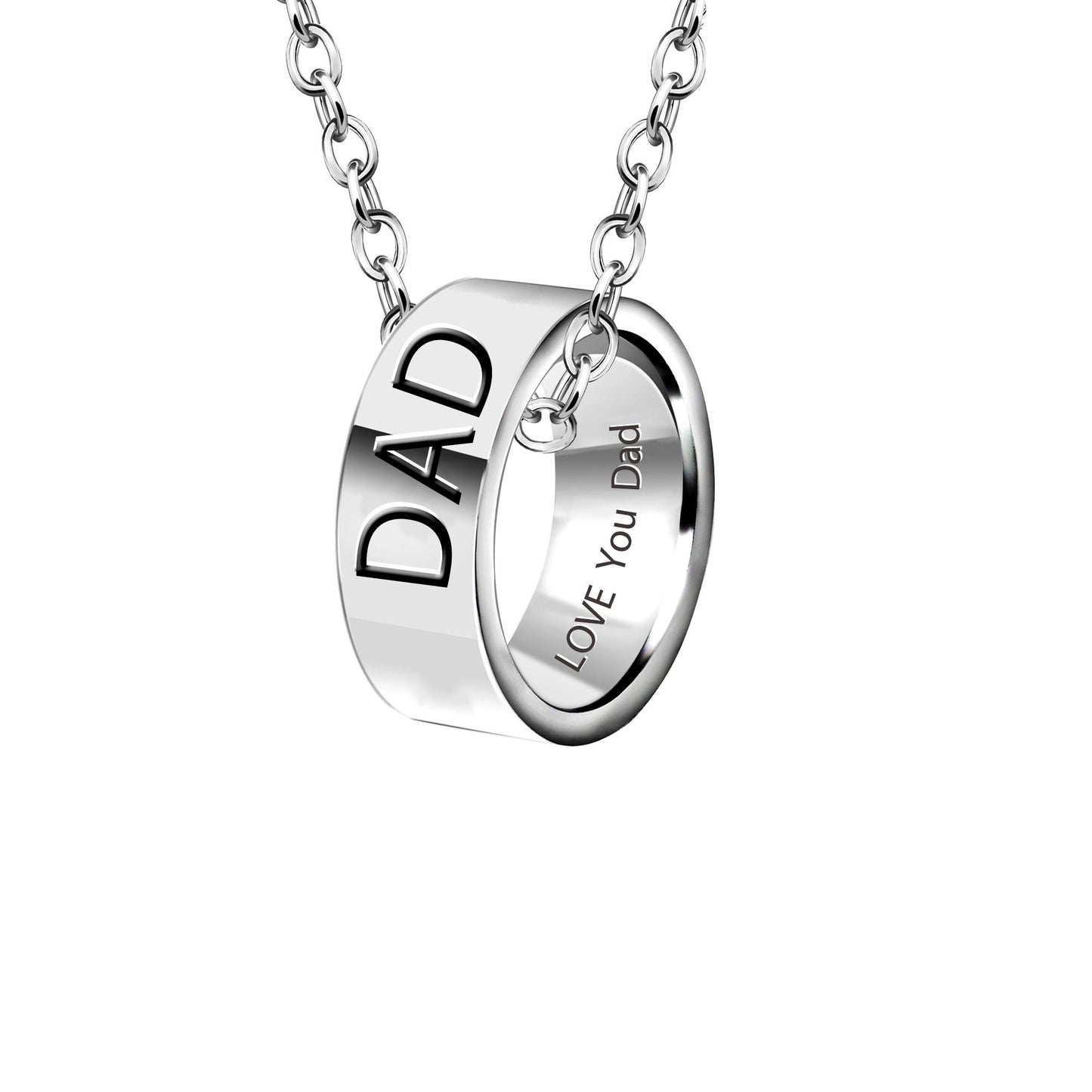 - YONGHUI Mens Personalised Adjustable Stainless Steel Ring Necklace Jewellery For Dad