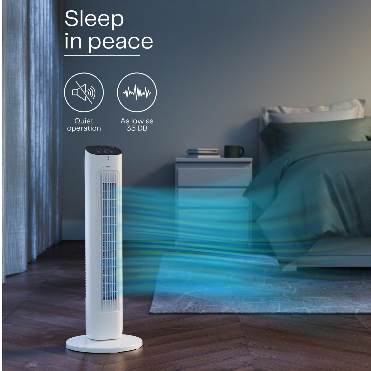 Climatik 32-Inch Tower Fan Quiet Cooling Oscillating Standing Fan with Remote Control, 3 Speed Settings & Night Mode, 15 Hour Timer Energy Efficient Ideal for Home, Office, Bedroom, Living Room