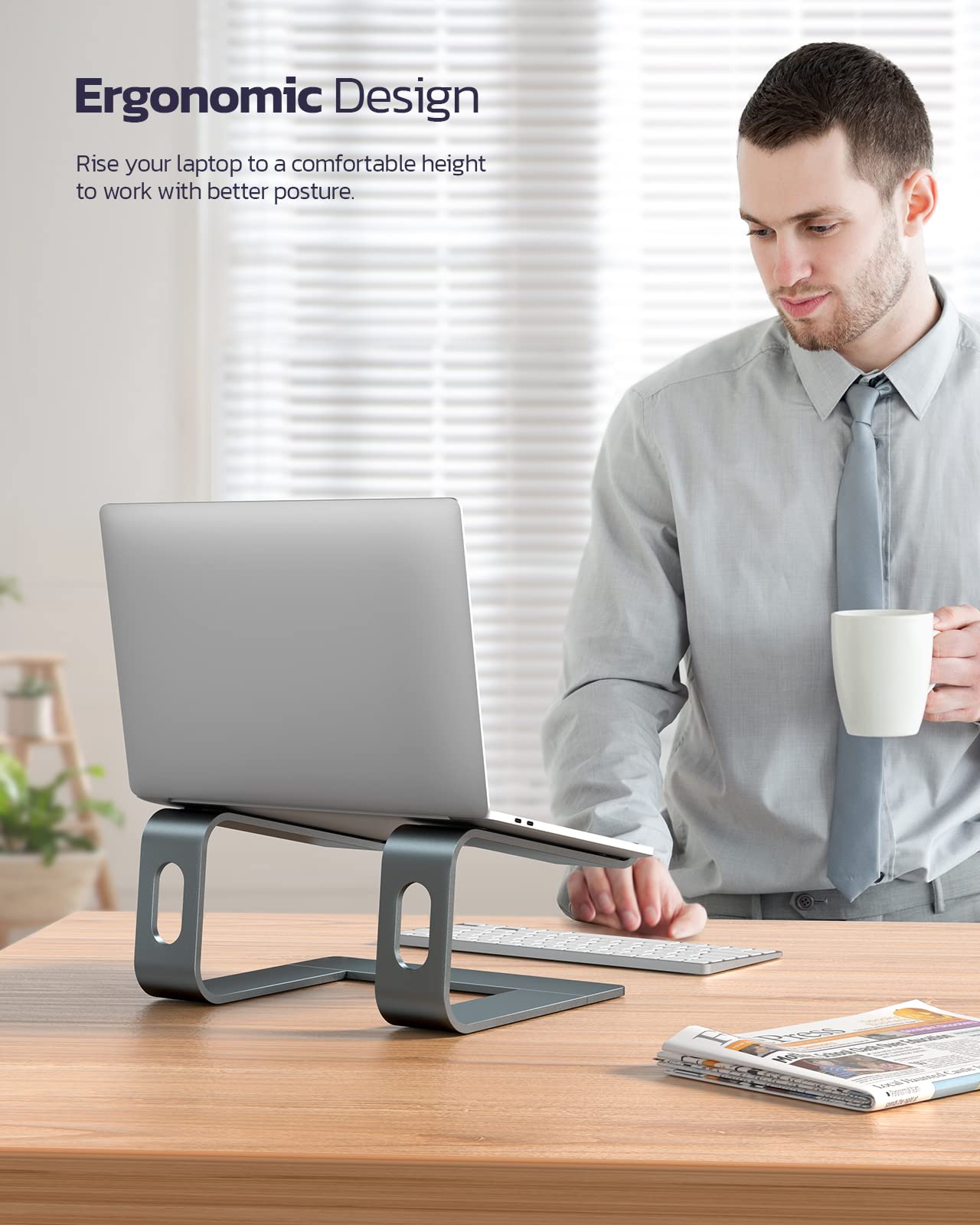 - NULAXY Laptop Stand for Desk | Detachable Aluminum Laptop Riser for Desk | Ergonomic Laptop Holder -