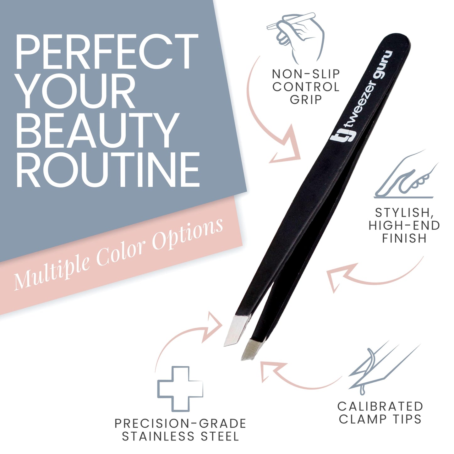 - Tweezer Guru Eyebrow Tweezers | Professional, Stainless Steel |Slanted Ingrown Hair Tweezers -