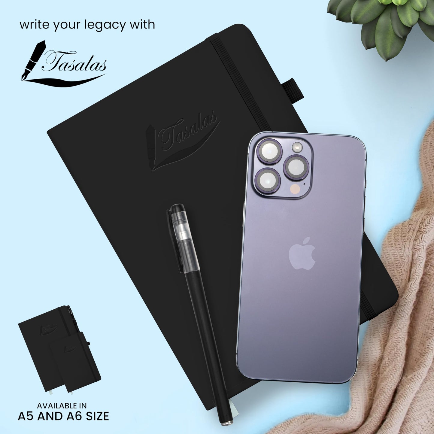 - Tasalas A5 Notebook and Pen | 200 Lined Pages Journal Notepad -
