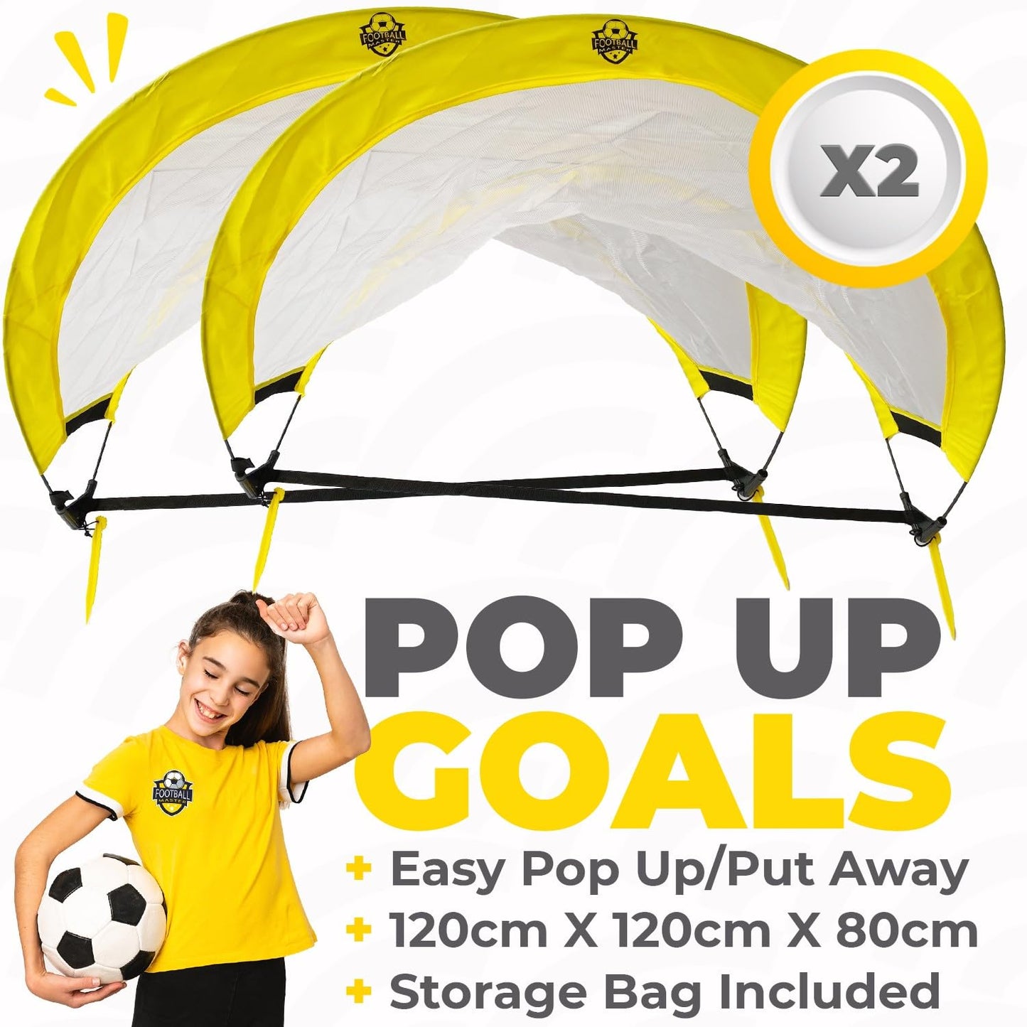 - Football Master ™ | Pop Up Goal Nets & Training Equipment | Includes 2 X Pop Up Goals 2 x Football Passing Arcs 10 X Training Cones -
