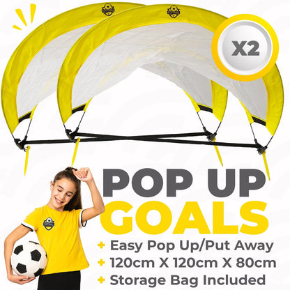 - Football Master ™ | Pop Up Goal Nets & Training Equipment | Includes 2 X Pop Up Goals 2 x Football Passing Arcs 10 X Training Cones -