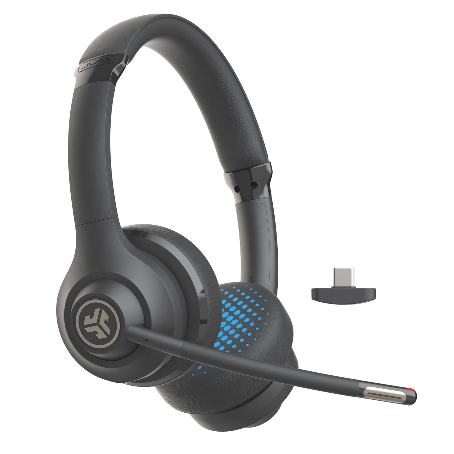 -JLab Go Work 2nd Gen Wireless Headsets with Microphone | 55+H Bluetooth Computer Headset or USB C Dongle | Multipoint Connect |On Ear Wired or Wireless Office PC Laptop Headphones -