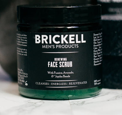 Brickell Men's Renewing Face Scrub for Men, Natural and Organic Deep Exfoliating Facial Scrub Formulated with Jojoba Beads, Coffee Extract and Pumice, 118 mL, Scented