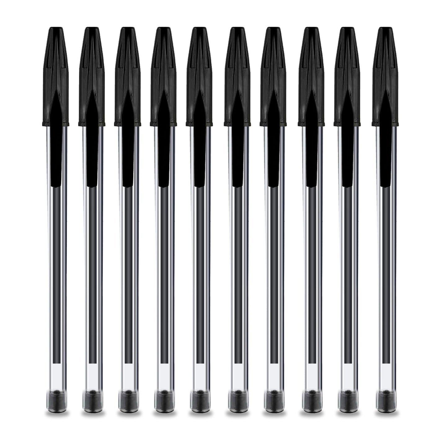 - G4GADGET Premium Pack of 10 Black Biro Ballpoint Pens | Medium Tip for Fluent | Smooth Writing -