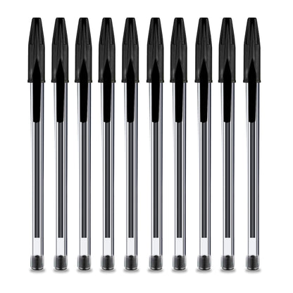 - G4GADGET Premium Pack of 10 Black Biro Ballpoint Pens | Medium Tip for Fluent | Smooth Writing -