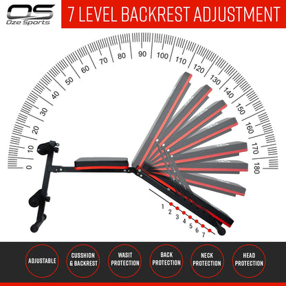 Adjustable Weight Bench - Utility Incline Decline Flat Foldable Bench Press sit up for Full Body Workout Home Exercise Gym Equipment – 7 Adjustable Positions & 2 Training Straps