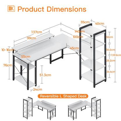 - ODK Corner Desk | Reversible L Shaped Desk | Monitor Stand -