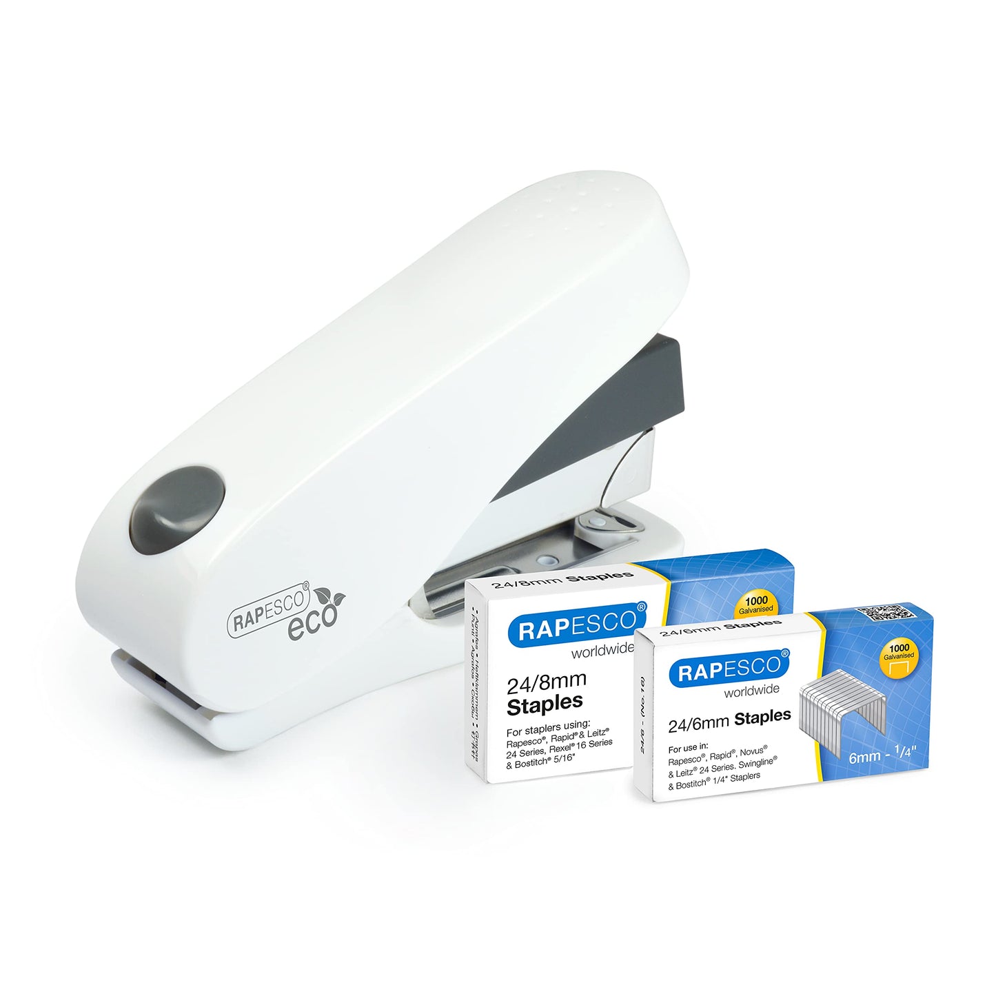 - Rapesco 1467 Germ-Savvy Antibacterial | ECO Luna Less Effort Stapler with 2000 Staples | 50 Sheet Capacity | Soft White -