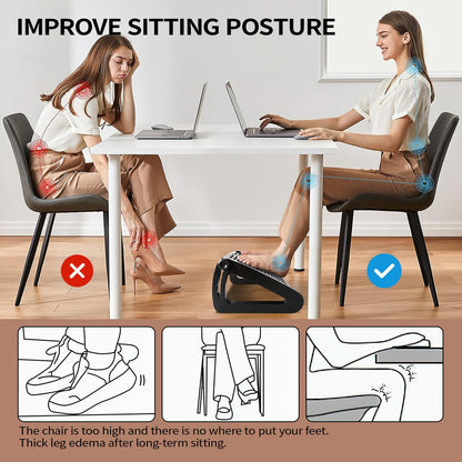 AMUSPK Office Foot Rest, Adjustable Height Footrest Under Desk, Ergonomic Foot Stool with Large Roller Massager for Office, Pressure Relief, Straightening The Hunchback, Father's Day Gifts