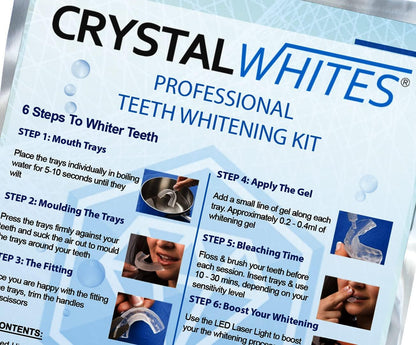 - Teeth Whitening Kit & Whitening Strips | LED Light Activator | 50 Whitening Sessions | 8X3ml Gels | Crystal Strips -
