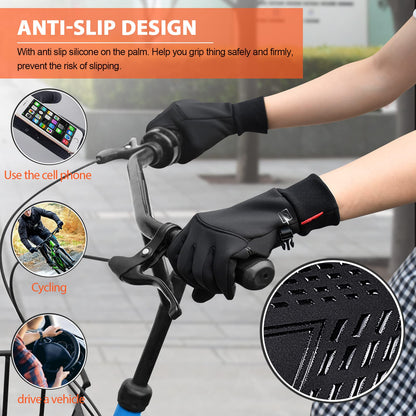 - Yobenki Warm Winter Gloves, Anti Slip Touchscreen Gloves Windproof and Water Resistant Running Gloves Thermal Gloves Cold Weather Cycling Gloves for Men Women Walking Riding Driving Cycling