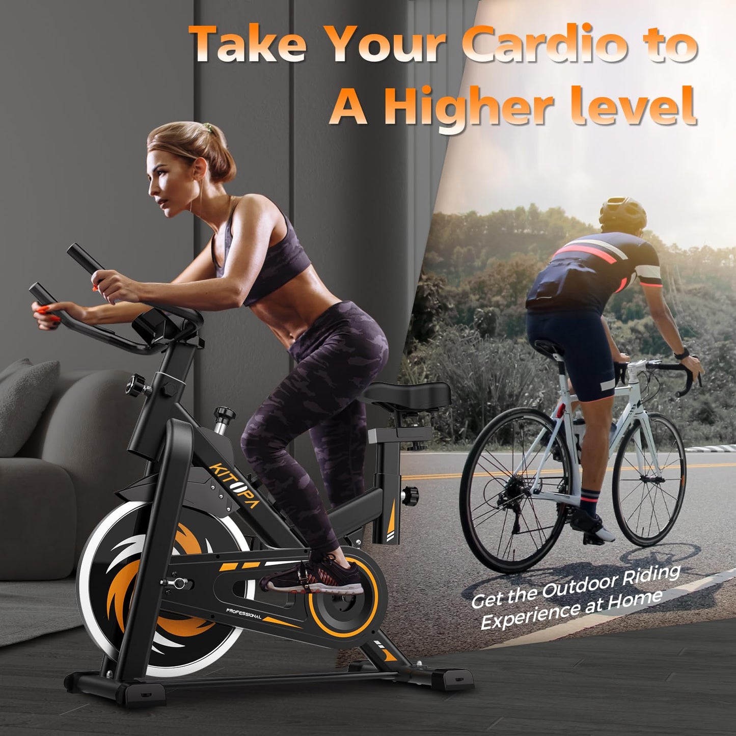 - Kitopa Exercise Bike for Home Use | Magnetic Resistance Stationary Indoor Cycling | Comfortable Seat Cushion | LCD Monitor -