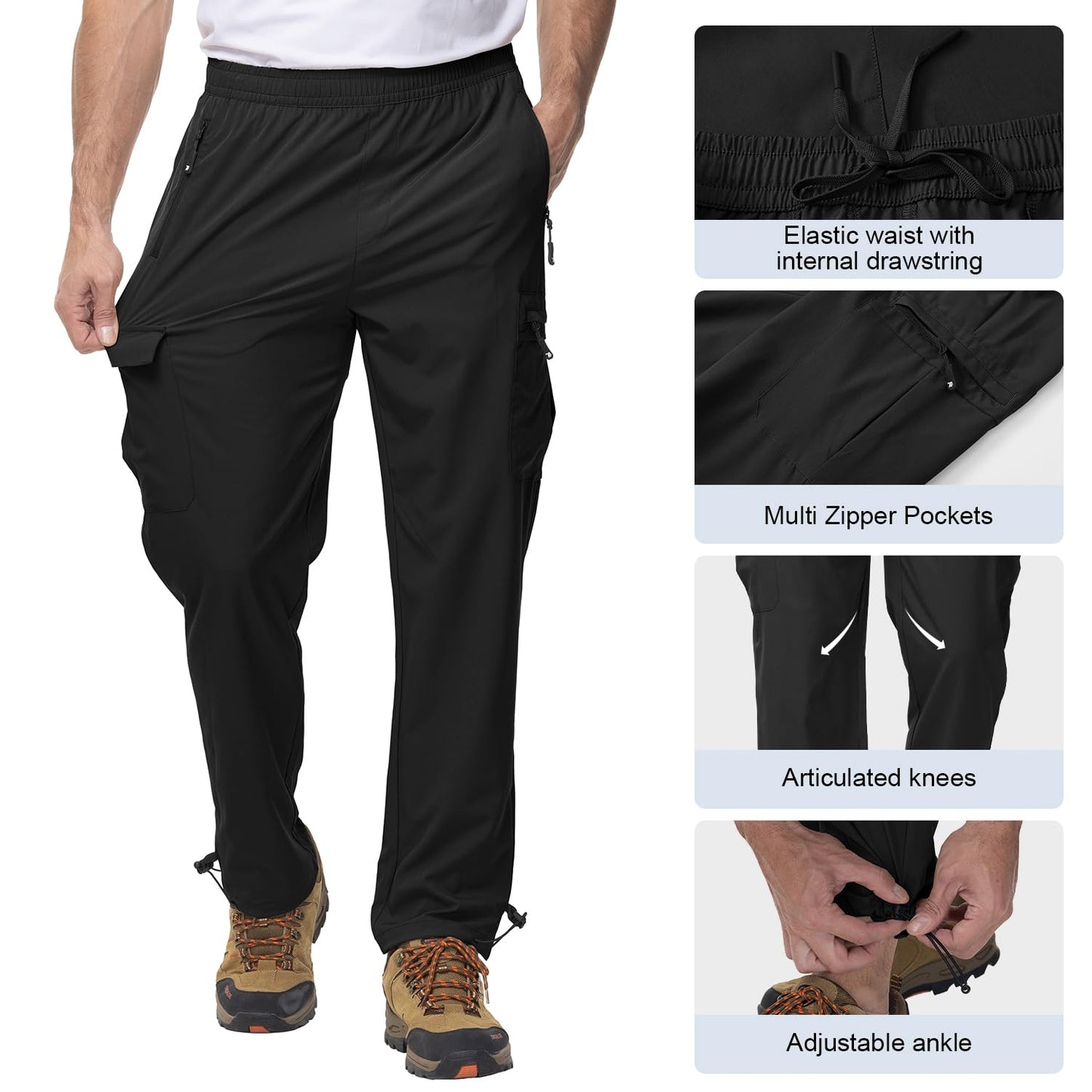 - YSENTO Mens Quick Dry Walking Hiking Trousers Outdoor Lightweight Breathable Trekking Work Trousers with Zip Pockets