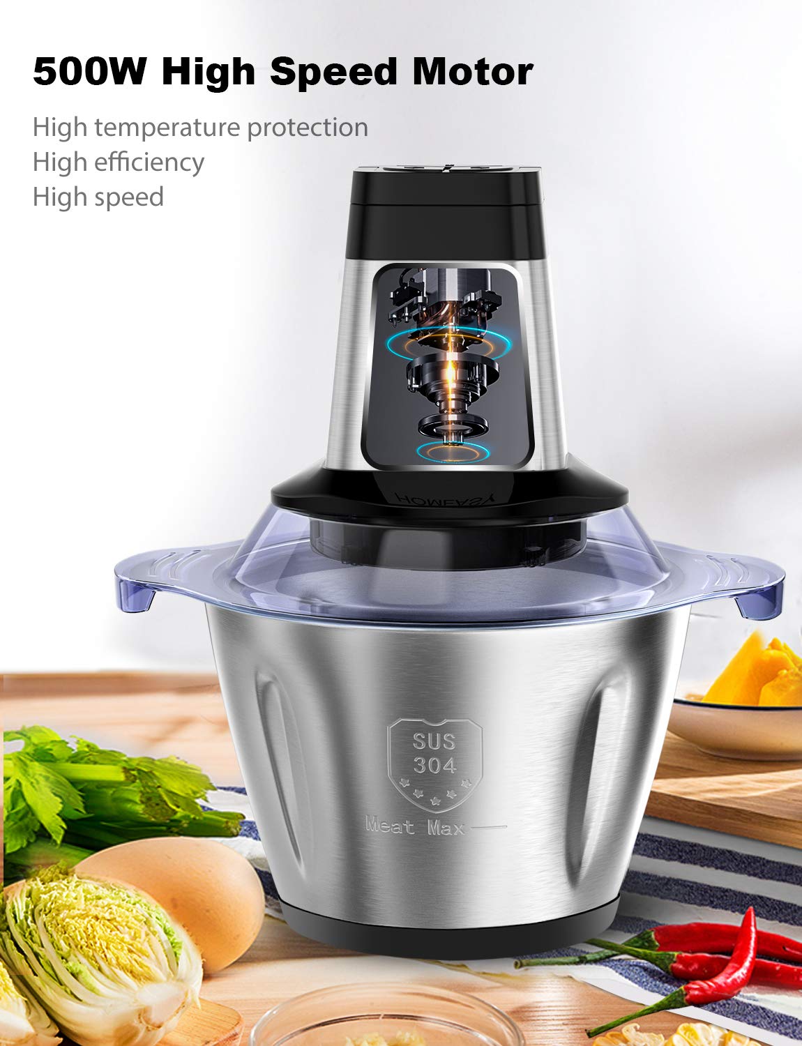- Homeasy Food Processor | Meat Blenders For Kitchen Meat Grinder | 2.5L | Food Chopper For Meat -