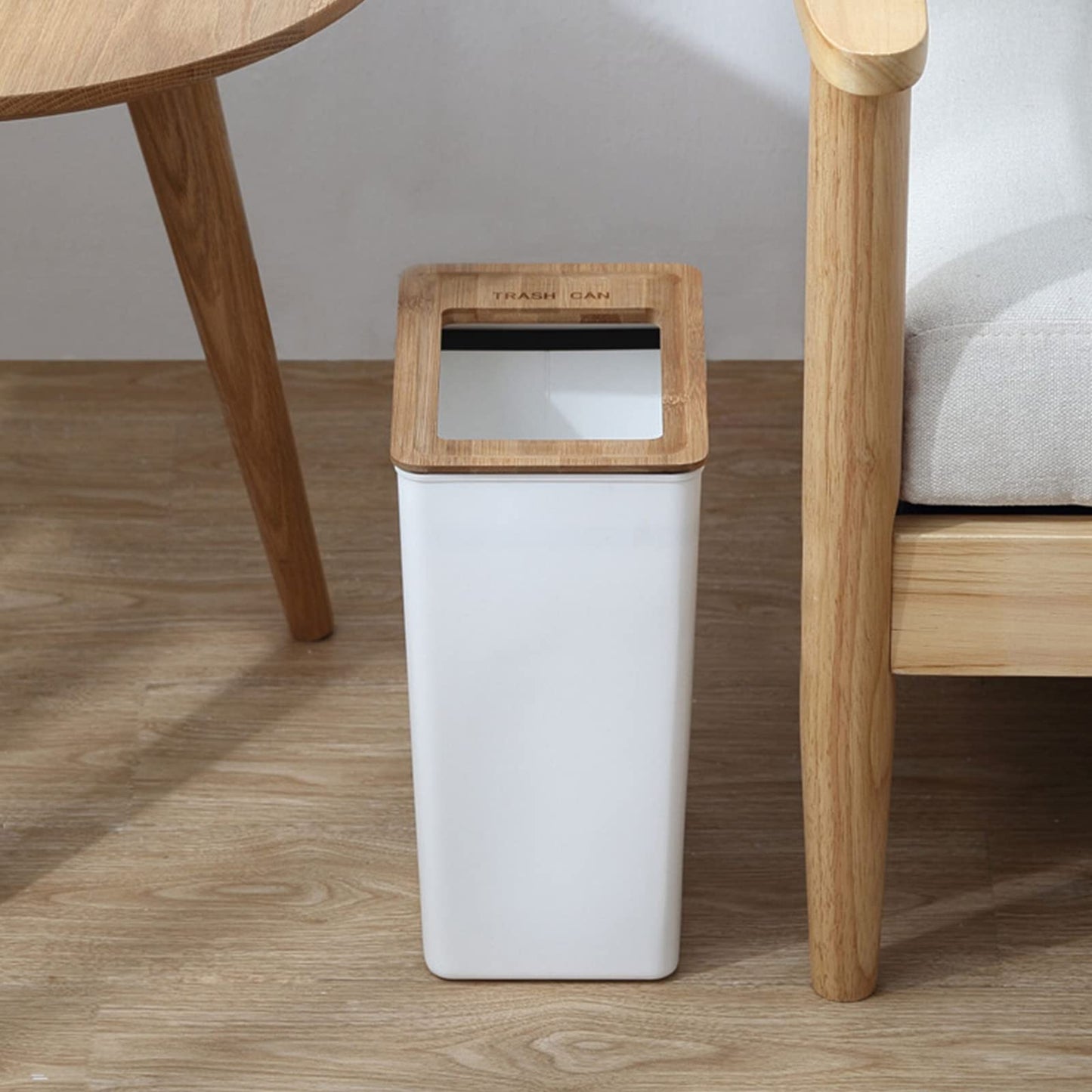 - Dicunoy Plastic Small Trash Can | 9L White Garbage Container -