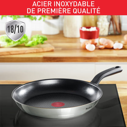 - Tefal 2 Piece Comfort Max | 24cm & 28cm Frying Pans | Stainless Steel, Silver, Black -