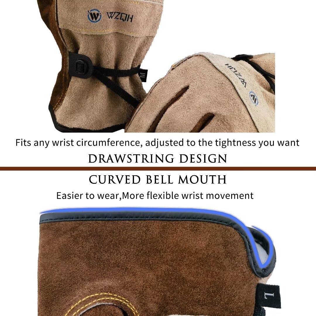 - Leather Work Gloves for Men or Women. Large Glove for Gardening, Coffee-grey L