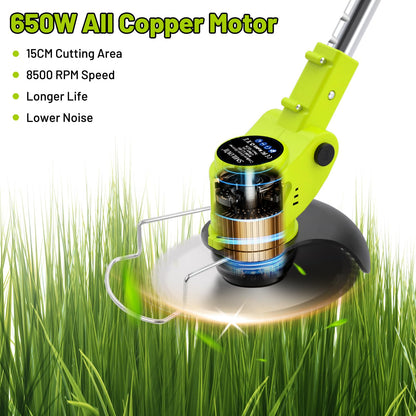 - VOERJIA 24V Metal Blade Strimmer, Telescopic Cordless Strimmer, 2x2000mAh Battery -