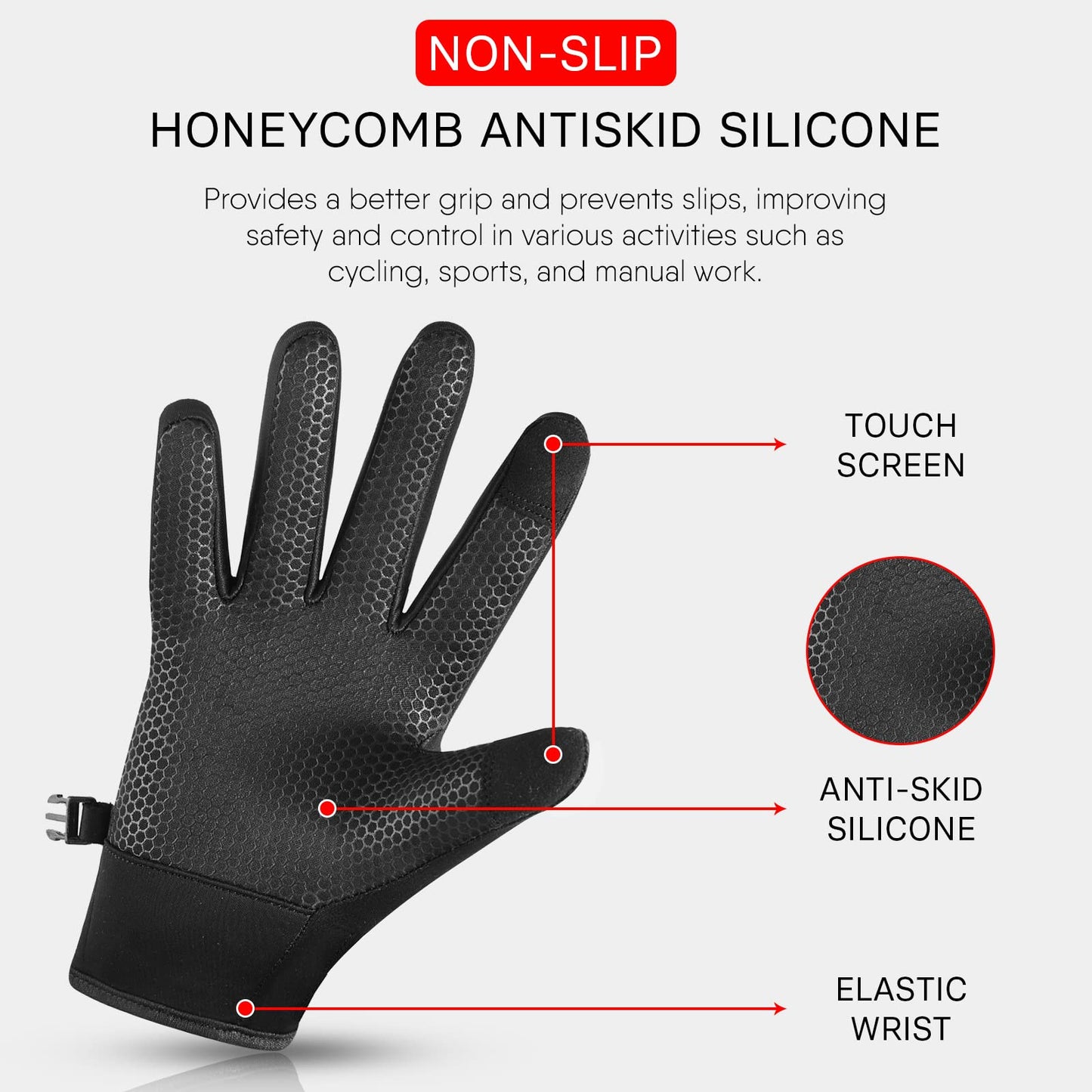 - WESTWOOD FOX WFX Cycling Gloves Touchscreen Thermal Running Gloves