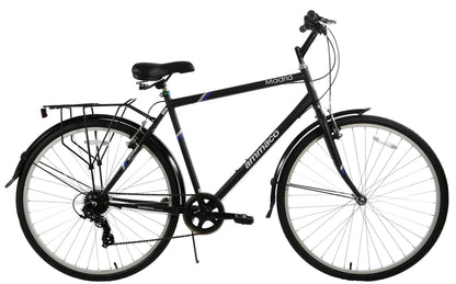 Ammaco Mens Hybrid Bike Madrid 700c Wheel Trekking Bike 23" Frame Black 7 Speed