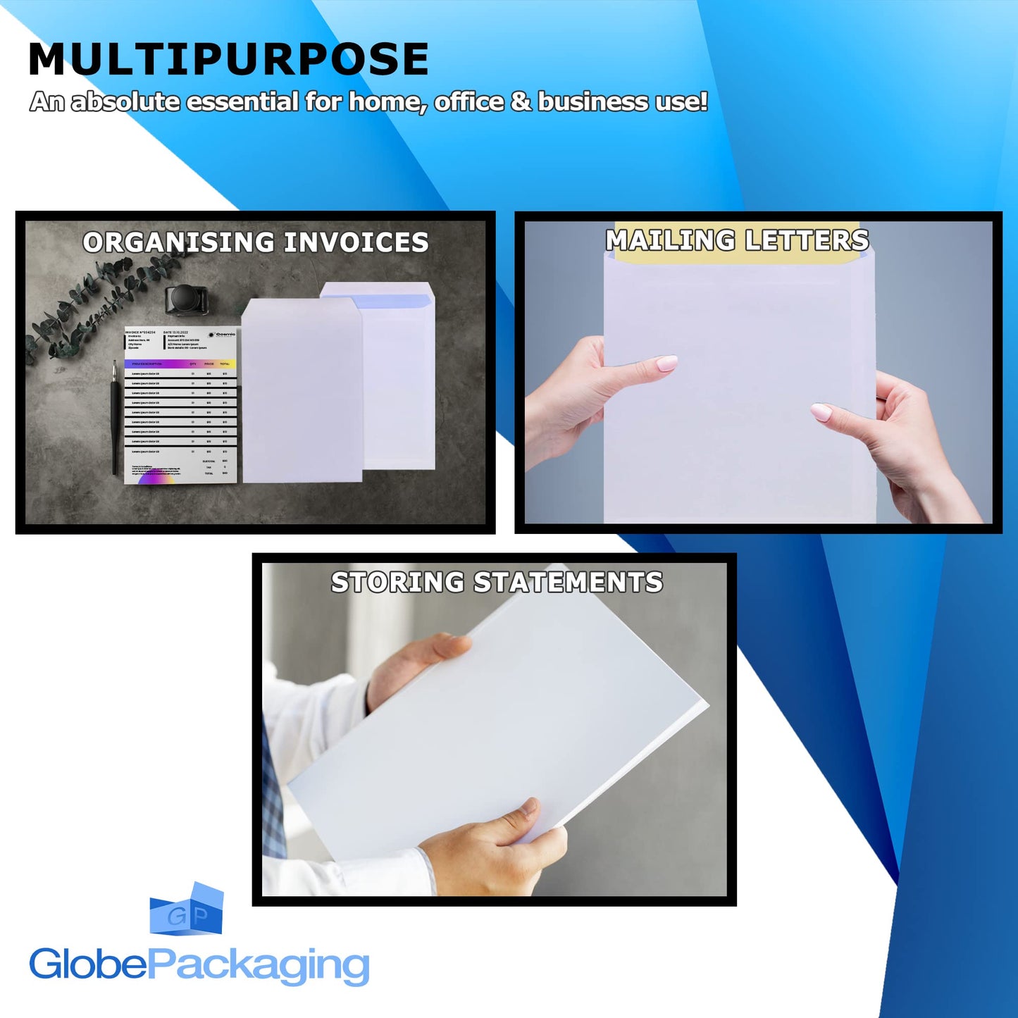 - GP Globe Packaging | 50 x C4 A4 White Plain Self Seal Paper Envelopes -