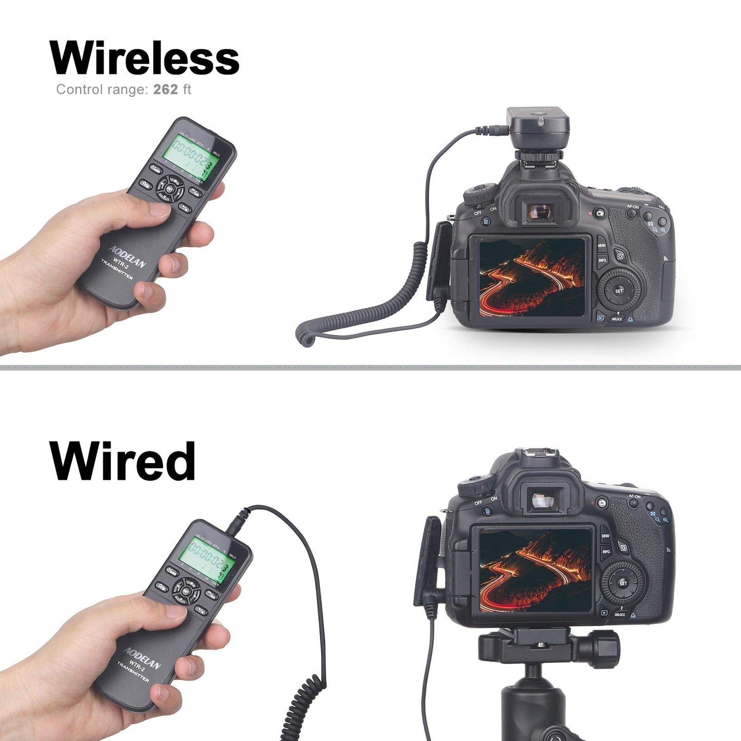 AODELAN Camera Wireless Shutter Release Timer Remote Control Compatible for Canon EOS R, ROS RP, 2000D, 250D, 90D, 77D, 800D, EOS R, EOS M6 Mark II, 7D series, 5D series; Olympus OM-D E-M1 Mark II
