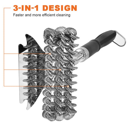 - Flintronic BBQ Grill Cleaning Brush | Barbecue Steel Brushes with Metal Scraper -