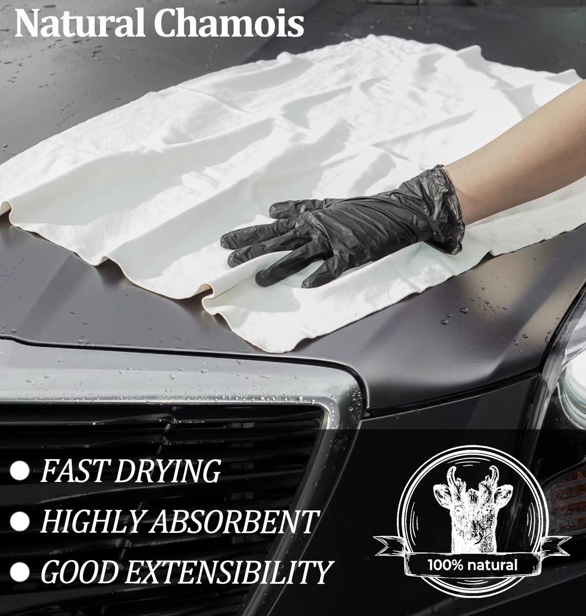 - lesasas Chamois Leathers For Cars | Large Car Drying Towel | 60 x 40 cm -