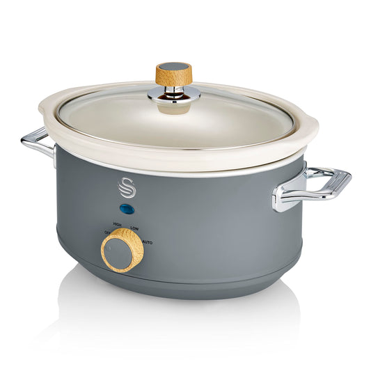 - Swan Nordic Slow Cooker | 3 Temperature Settings | Keep Warm Function | 3.5L | 200W | Matte Grey -