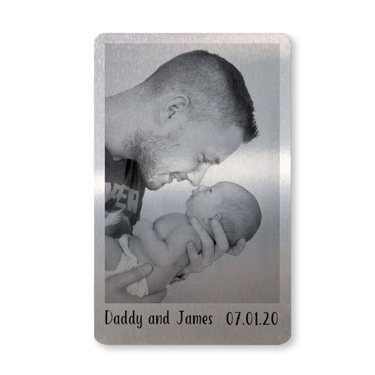 - RED OCEAN Personalised Gift For New Dad | METAL Keepsake Photo Card For Wallet -