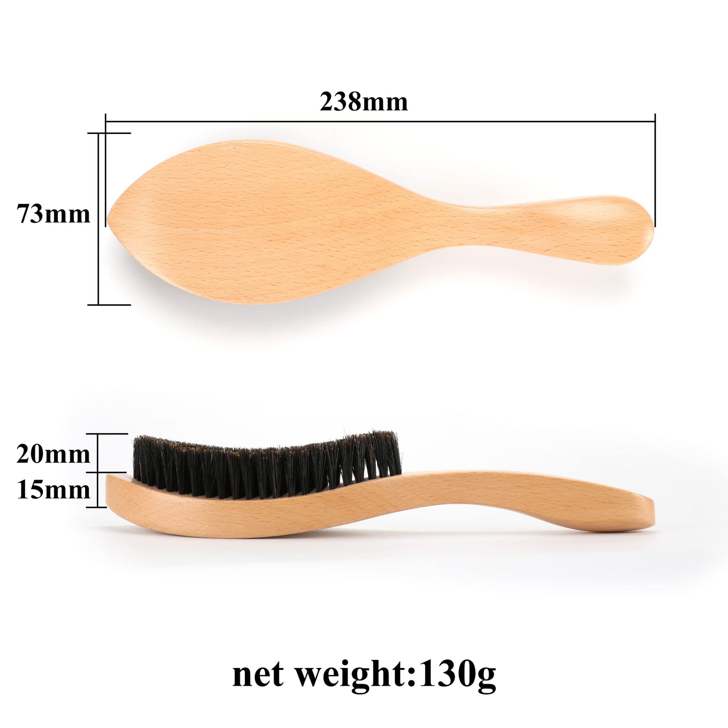 Abeis Wave Brush With Long Handle - 100% Soft Boar Bristle Men's Wave Hair Brush - Beech Wood Wave Brush For Men 360 (Wood L)